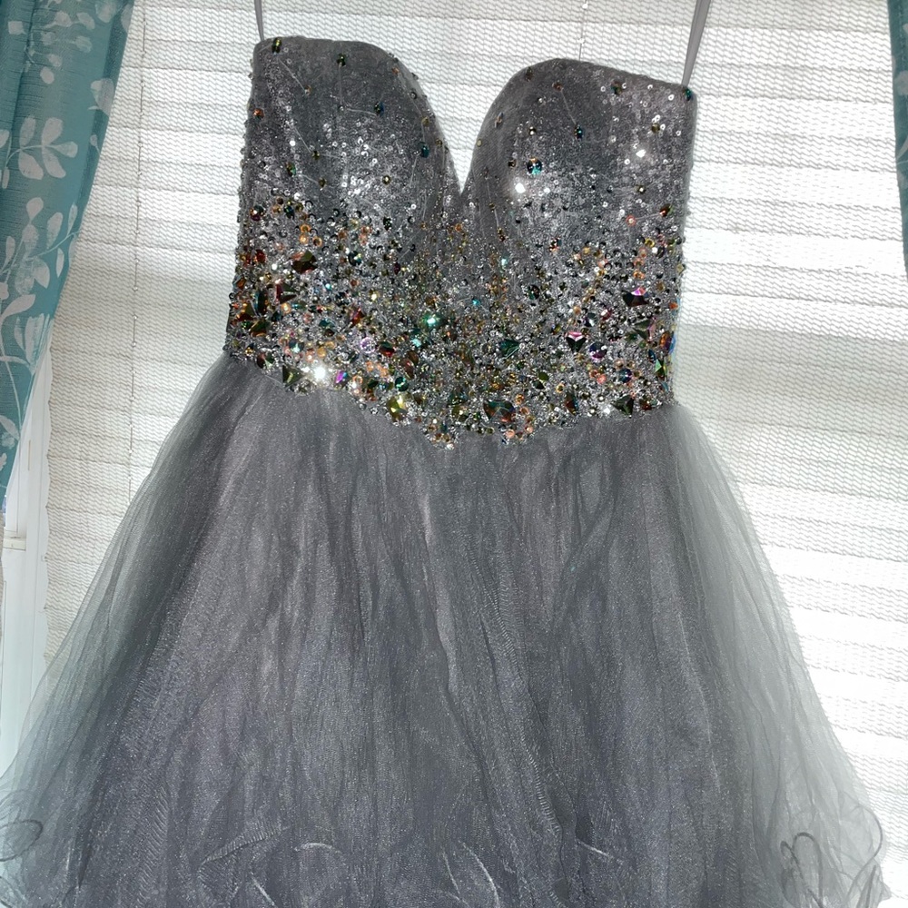 Gray short homecoming dress